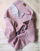 Floo for Baby Prosop de baie din bumbac cu capison si urechiuse Waffle Iepuras Blueberry