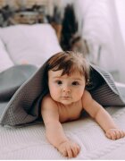 Floo for Baby Prosop de baie din bumbac cu capison si urechiuse Waffle Iepuras Grafit