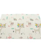 Flumi Covoras de joaca pliabil cu 2 fete 180x200 cm panda si animale padure