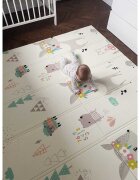 Flumi Covoras de joaca pliabil cu 2 fete 180x200 cm panda si animale padure