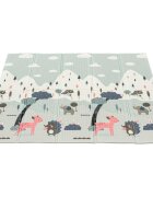 Flumi Covoras de joaca pliabil cu 2 fete 180x200 cm stradute si caprioare roz