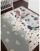 Flumi Covoras de joaca pliabil cu 2 fete 180x200 cm stradute si caprioare roz