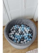 Flumi Set 200 bile din plastic colorate alb albastru gri 7 cm
