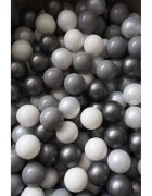 Flumi Set 200 bile din plastic colorate alb gri deschis gri inchis 7 cm