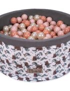 Flumi Set 200 bile din plastic colorate alb roz 7 cm