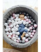 Flumi Set 200 bile din plastic colorate alb roz gri 7 cm