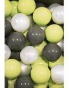 Flumi Set 200 bile din plastic colorate alb verde gri 7 cm