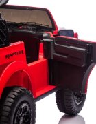 Ford Masinuta electrica pentru 2 copii Raptor F-150 Cobalt Red cu licentaproiectoareacumulator 24Vtelecomanda 2.4Gfaruri ledmotoare x 200wslow startcenturi de siguranta individualegreutate admisa 60kg