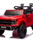 Ford Masinuta electrica pentru 2 copii Raptor F-150 Cobalt Red cu licentaproiectoareacumulator 24Vtelecomanda 2.4Gfaruri ledmotoare x 200wslow startcenturi de siguranta individualegreutate admisa 60kg