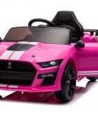 Ford Masinuta electrica pentru copii Mustang GT500 and Shelby Cobra Pink 60W cu telecomanda si licenta deschidere usi lumini oglinzi retrovizoare si centura siguranta