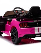 Ford Masinuta electrica pentru copii Mustang GT500 and Shelby Cobra Pink 60W cu telecomanda si licenta deschidere usi lumini oglinzi retrovizoare si centura siguranta