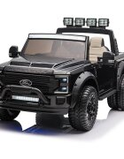 Ford Masinuta electrica pentru copii SuperDuty F450 Black cu 2 locuritelecomandaacumulator 24Vlumini LEDroti rezistente oglinzi retrovizoarefunctie trollerunitate audio USBbluetoothscaun reglabilindicator baterie
