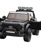 Ford Masinuta electrica pentru copii SuperDuty F450 Black cu 2 locuritelecomandaacumulator 24Vlumini LEDroti rezistente oglinzi retrovizoarefunctie trollerunitate audio USBbluetoothscaun reglabilindicator baterie