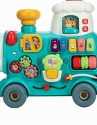 Free2Move Antemergator Magic Train Green 5 in 1 cu diverse activitati de joaca panou educational efecte sonore si luminoase