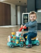 Free2Move Antemergator Magic Train Green 5 in 1 cu diverse activitati de joaca panou educational efecte sonore si luminoase