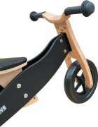 Free2Move Tricicleta copii fara pedale din lemn 2 in 1 Brown Black transformabila in bicicleta de echilibru varsta 16-3 ani scaun reglabil pe inaltime limitator de directie si roti silentioase