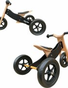 Free2Move Tricicleta copii fara pedale din lemn 2 in 1 Brown White transformabila in bicicleta de echilibru varsta 16-3 ani scaun reglabil pe inaltime limitator de directie si roti silentioase