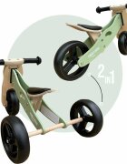 Free2Move Tricicleta copii fara pedale din lemn Mint varsta 1-3 ani transformabila in bicicleta de echilibru scaun reglabil pe inaltime un limitator de directie si roti silentioase