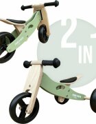 Free2Move Tricicleta copii fara pedale din lemn Mint varsta 1-3 ani transformabila in bicicleta de echilibru scaun reglabil pe inaltime un limitator de directie si roti silentioase