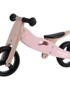 Free2Move Tricicleta copii fara pedale din lemn Pink varsta 1-3 ani transformabila in bicicleta de echilibru scaun reglabil pe inaltime un limitator de directie si roti silentioase