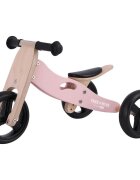 Free2Move Tricicleta copii fara pedale din lemn Pink varsta 1-3 ani transformabila in bicicleta de echilibru scaun reglabil pe inaltime un limitator de directie si roti silentioase
