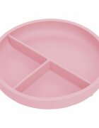 FreeON Farfurie compartimentata rotunda cu ventuza si 3 compartimente silicon 6-36 luni pink