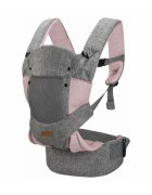 FreeON Marsupiu bebe Carry Me 3 in 1 de la 4 luni pana la 15 kg tesatura din plasa 3D confortabil si sigur pentru bebe GreyPink