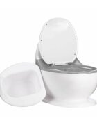 FreeON Olita educativa Trainer Minitoaleta Cu spatiu pentru hartieservetele Cu sunet realist de tras apa Pana la 25 kg 3 ani+ WhiteGrey