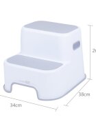 FreeON Scaunel inaltator WC cu doua trepte si suprafata antiderapanta White Grey