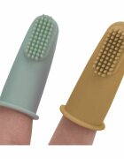 FreeON Set 2 periute de dinti pentru deget cu peri moi Silicon 0 luni+ greenochre
