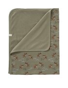Fresk Paturica din bumbac organic cu model Deer Olive