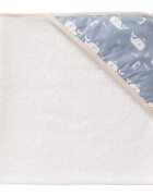 Fresk Prosop cu gluga 100 bumbac organic Wrapper Whale blue fog 75x75 cm