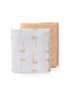 Fresk Set 2 paturici muselina de infasat din bumbac organic Swan peach pale 120x120 cm