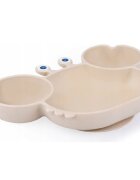 Giligums Farfurie Crab cu 3 compartimente din silicon fara BPA 6 luni+ bej