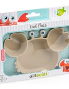 Giligums Farfurie Crab cu 3 compartimente din silicon fara BPA 6 luni+ bej