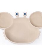 Giligums Farfurie Crab cu 3 compartimente din silicon fara BPA 6 luni+ bej