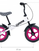 Gimme Bicicleta copii fara pedale Nemo Pink 11 inch de la 2 ani inaltimea recomandata 85-110 cm roti din material EVA rezistent ghidon si scaun reglabile pe inaltime frana de mana inaltime sezut 32-48 cm