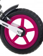 Gimme Bicicleta copii fara pedale Nemo Pink 11 inch de la 2 ani inaltimea recomandata 85-110 cm roti din material EVA rezistent ghidon si scaun reglabile pe inaltime frana de mana inaltime sezut 32-48 cm