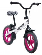 Gimme Bicicleta copii fara pedale Nemo Pink 11 inch de la 2 ani inaltimea recomandata 85-110 cm roti din material EVA rezistent ghidon si scaun reglabile pe inaltime frana de mana inaltime sezut 32-48 cm
