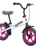 Gimme Bicicleta copii fara pedale Nemo Pink 11 inch de la 2 ani inaltimea recomandata 85-110 cm roti din material EVA rezistent ghidon si scaun reglabile pe inaltime frana de mana inaltime sezut 32-48 cm