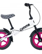 Gimme Bicicleta copii fara pedale Nemo Pink 11 inch de la 2 ani inaltimea recomandata 85-110 cm roti din material EVA rezistent ghidon si scaun reglabile pe inaltime frana de mana inaltime sezut 32-48 cm
