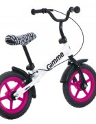 Gimme Bicicleta copii fara pedale Nemo Pink 11 inch de la 2 ani inaltimea recomandata 85-110 cm roti din material EVA rezistent ghidon si scaun reglabile pe inaltime frana de mana inaltime sezut 32-48 cm