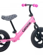 Gimme Bicicleta copii fara pedale Teddy Pink 11 inch roti din spuma EVA varsta 3-6 ani inaltimea de 85-110 cm cadru usor din otel inaltime sezut reglabila 30-41 cm ghidon reglabil