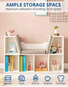 Ginger Home Bancuta multifunctionala Cozy Castle BrownWhitecu 6 compartimente de depozitarepernute cu husa detasabila cu fermoardimensiune 112 x 28 x 61 cm