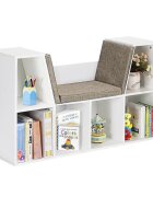 Ginger Home Bancuta multifunctionala Cozy Castle BrownWhitecu 6 compartimente de depozitarepernute cu husa detasabila cu fermoardimensiune 112 x 28 x 61 cm