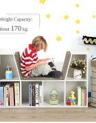 Ginger Home Bancuta multifunctionala Cozy Castle BrownWhitecu 6 compartimente de depozitarepernute cu husa detasabila cu fermoardimensiune 112 x 28 x 61 cm