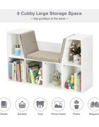 Ginger Home Bancuta multifunctionala Cozy Castle BrownWhitecu 6 compartimente de depozitarepernute cu husa detasabila cu fermoardimensiune 112 x 28 x 61 cm