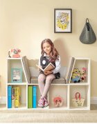 Ginger Home Bancuta multifunctionala Cozy Castle BrownWhitecu 6 compartimente de depozitarepernute cu husa detasabila cu fermoardimensiune 112 x 28 x 61 cm