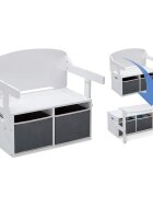 Ginger Home Bancuta transformabila 3in1 din lemn AlbGri cu spatiu depozitarespatar inaltcolturi si margini rotunjitemanere transport2 cutii din material textil incluse
