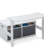 Ginger Home Bancuta transformabila 3in1 din lemn AlbGri cu spatiu depozitarespatar inaltcolturi si margini rotunjitemanere transport2 cutii din material textil incluse